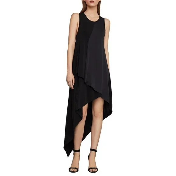 navy blue dress for baby girl Bcbgmaxazria Women's Asymmetrical Mixed Media Dress